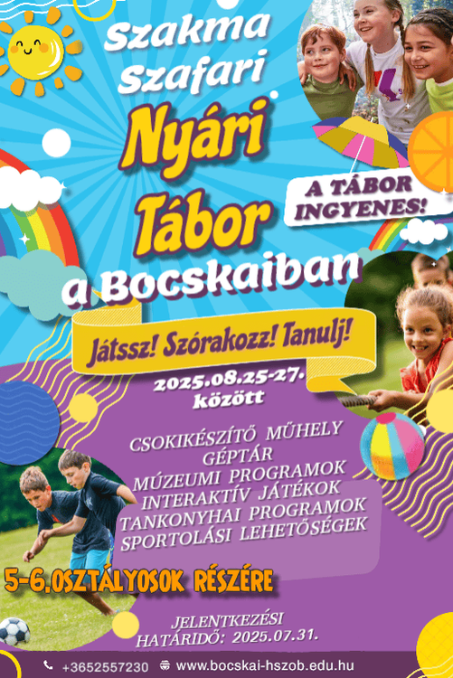 Nyári tábor a Bocskaiban!