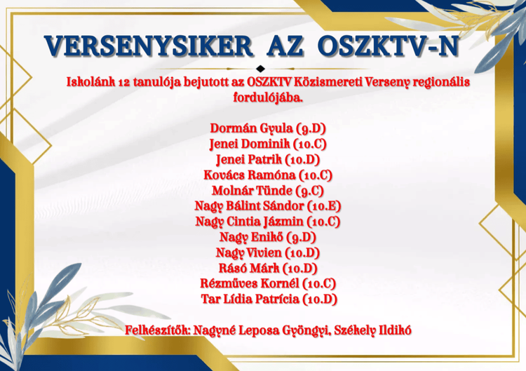 Versenysiker az OSZKTV Közismereti Versenyen
