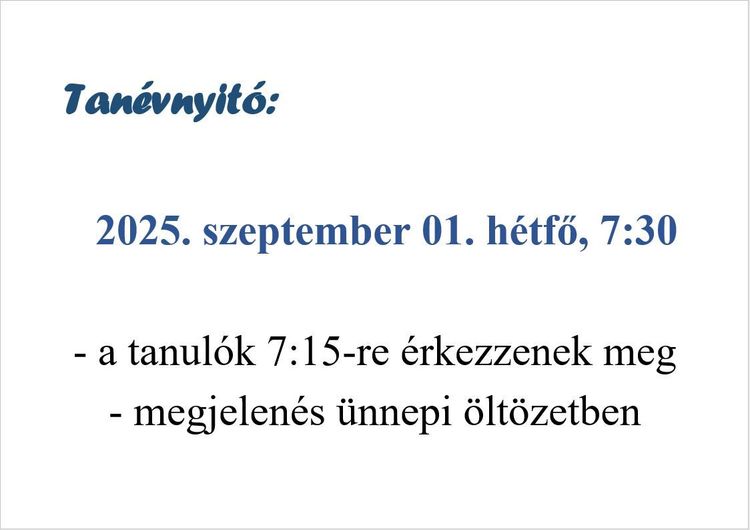 Tanévnyitó
